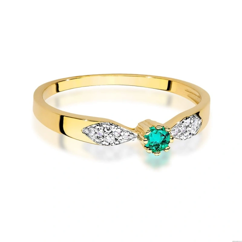Pierścionek W0613 Szmaragd 0,15ct żółte złoto