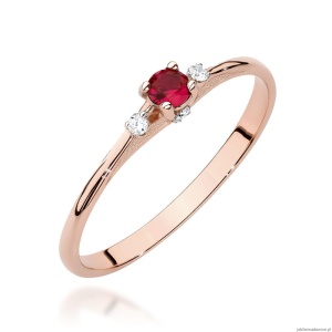 Pierścionek W0614 Rubin 0,15ct różowe złoto