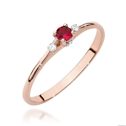 Pierścionek W0614 Rubin 0,15ct różowe złoto