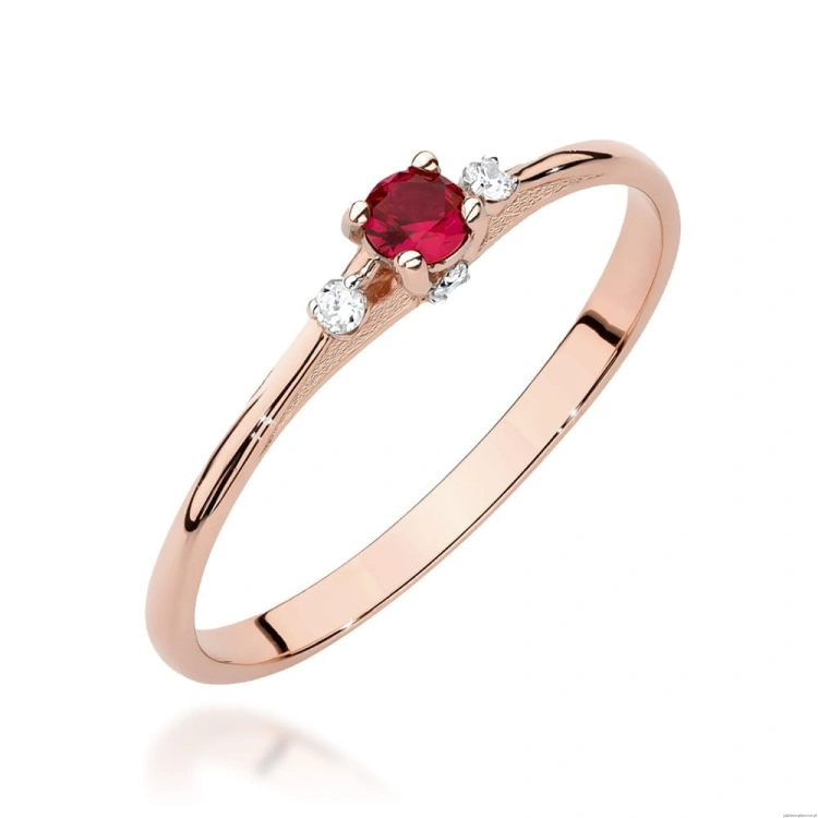 Pierścionek W0614 Rubin 0,15ct różowe złoto