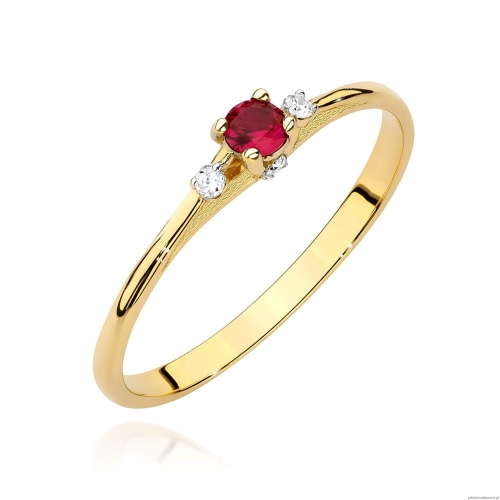 Pierścionek W0614 Rubin 0,15ct żółte złoto