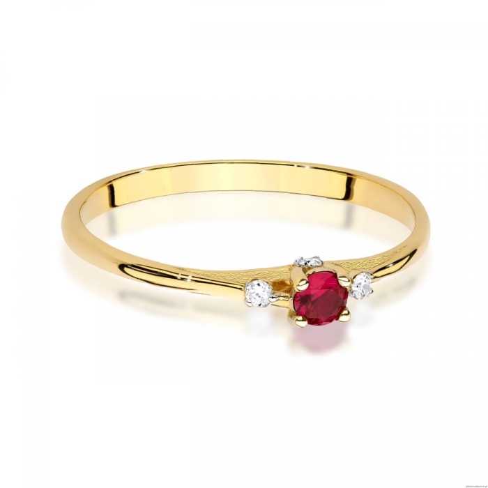 Pierścionek W0614 Rubin 0,15ct żółte złoto