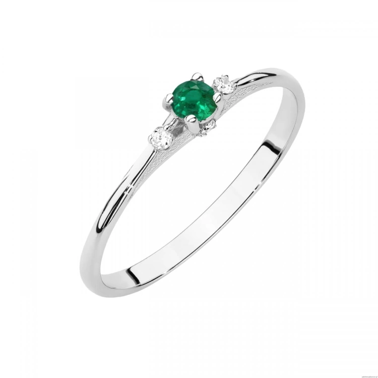 Pierścionek W0614 Szmaragd 0,15ct białe złoto
