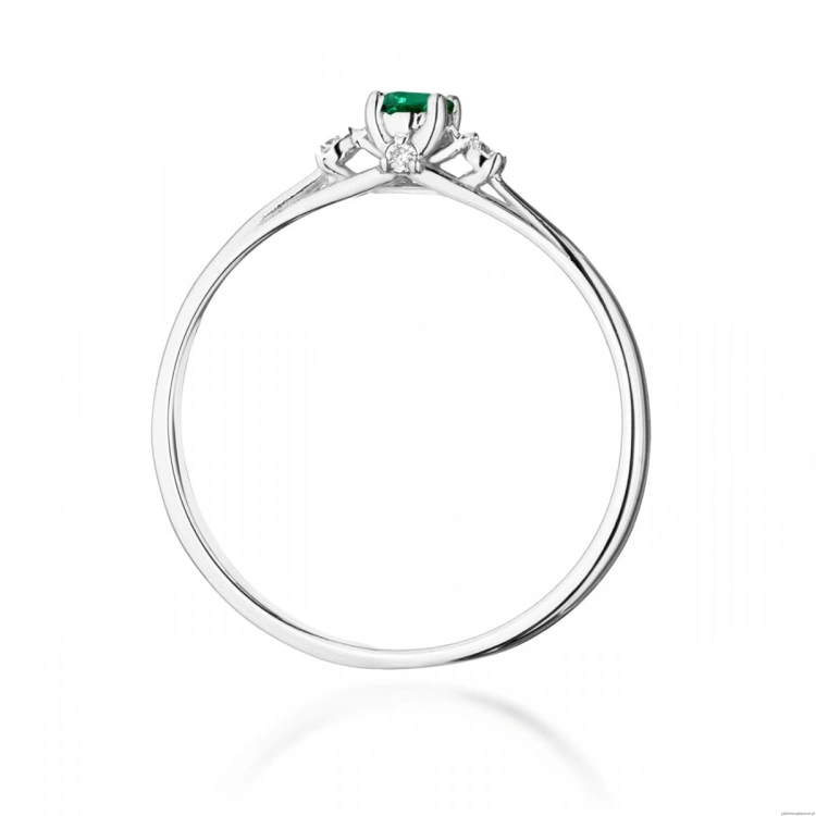 Pierścionek W0614 Szmaragd 0,15ct białe złoto