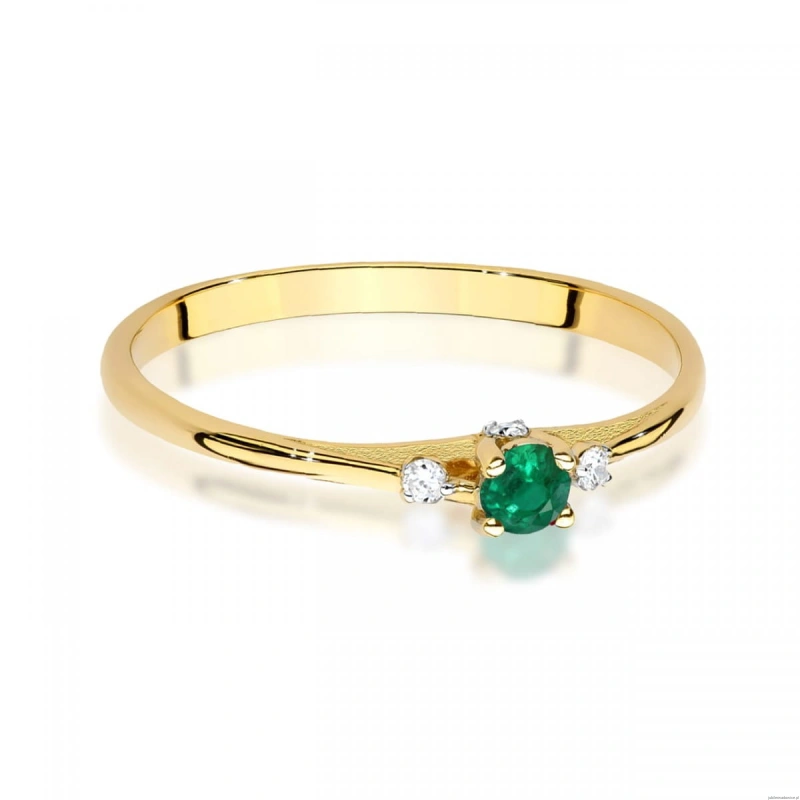 Pierścionek W0614 Szmaragd 0,15ct żółte złoto