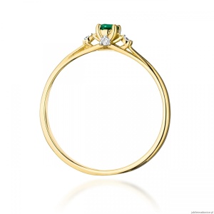 Pierścionek W0614 Szmaragd 0,15ct żółte złoto