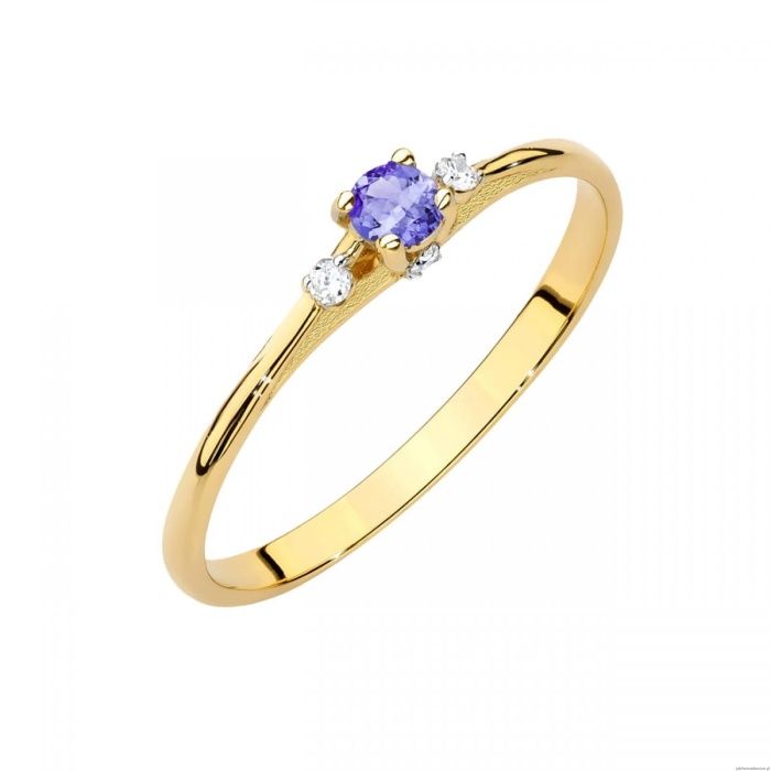 Pierścionek W0614 Tanzanit 0,15ct żółte złoto