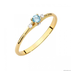 Pierścionek W0614 Topaz 0,15ct żółte złoto