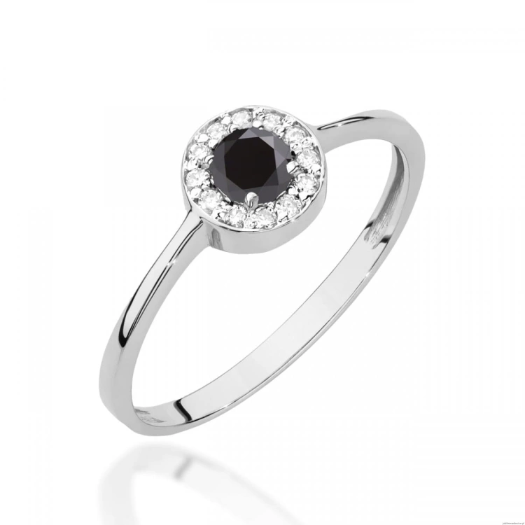 Pierścionek W0616 Czarny Diament 0,30ct białe złoto