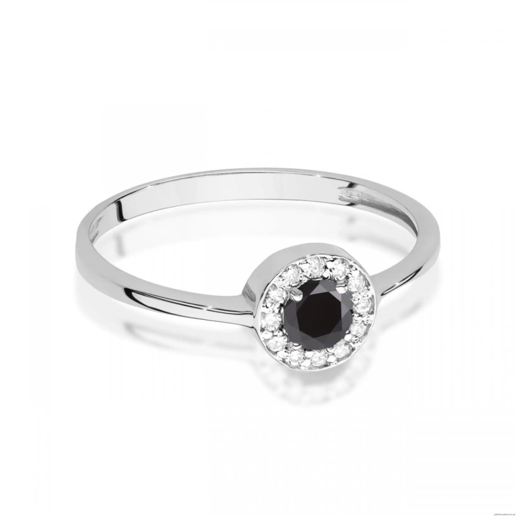 Pierścionek W0616 Czarny Diament 0,30ct białe złoto