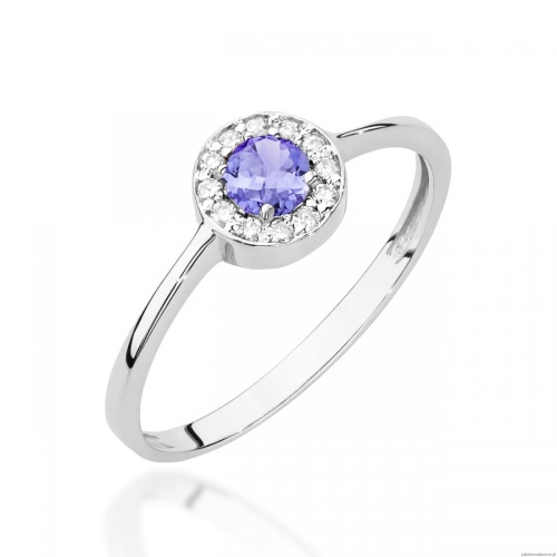 Pierścionek W0616 Tanzanit 0,35ct białe złoto