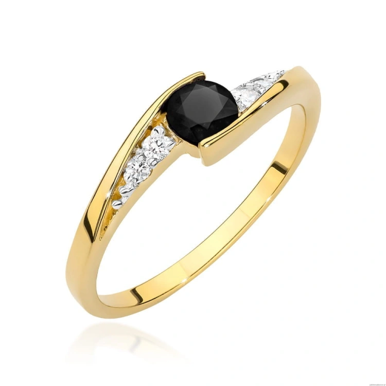 Pierścionek W0618 Czarny Diament 0,30ct żółte złoto