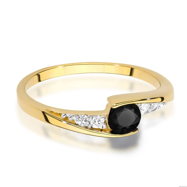 Pierścionek W0618 Czarny Diament 0,30ct żółte złoto