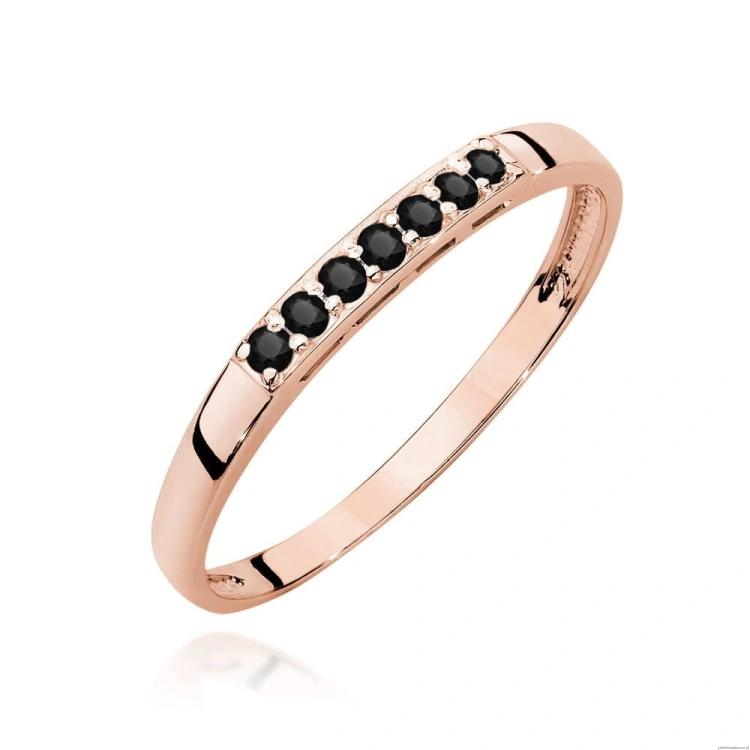 Pierścionek W0619 Czarny Diament 0,12ct różowe złoto