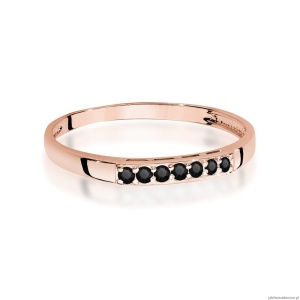 Pierścionek W0619 Czarny Diament 0,12ct różowe złoto