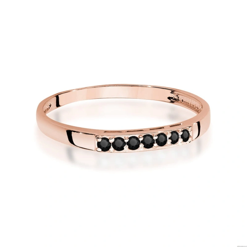 Pierścionek W0619 Czarny Diament 0,12ct różowe złoto