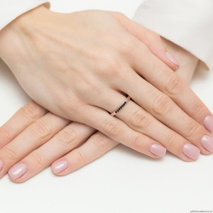 Pierścionek W0619 Czarny Diament 0,12ct różowe złoto