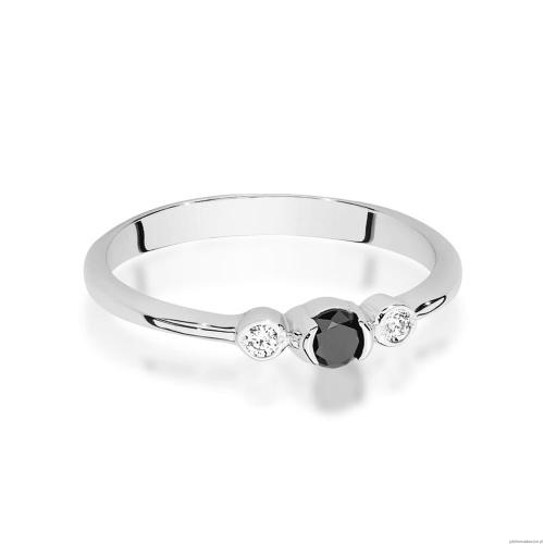 Pierścionek W0620 Czarny Diament 0,12ct białe złoto