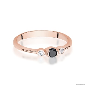 Pierścionek W0620 Czarny Diament 0,12ct różowe złoto