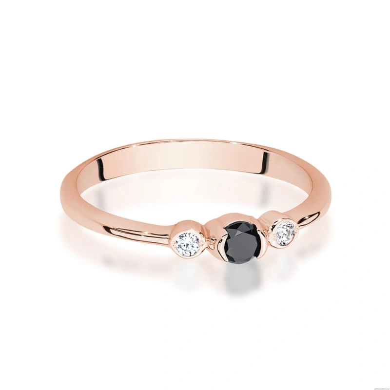 Pierścionek W0620 Czarny Diament 0,12ct różowe złoto