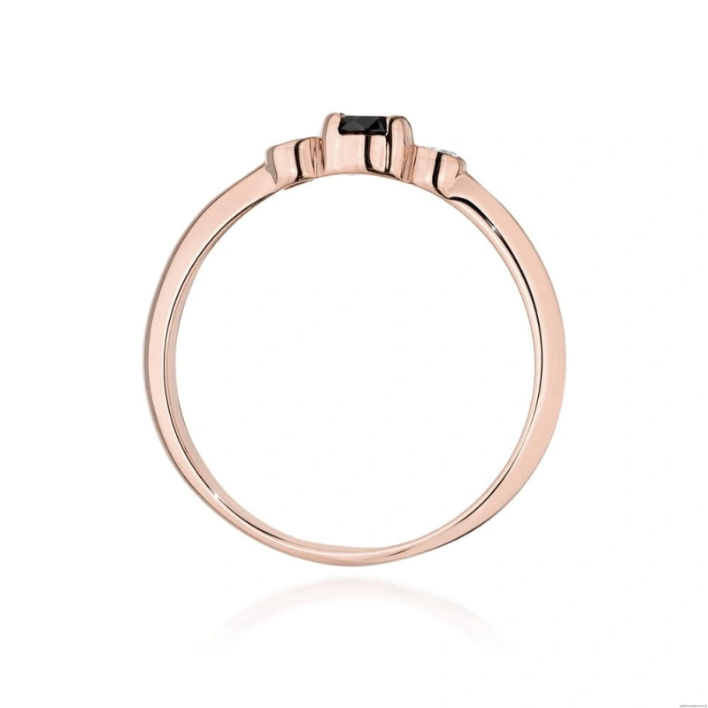 Pierścionek W0620 Czarny Diament 0,12ct różowe złoto