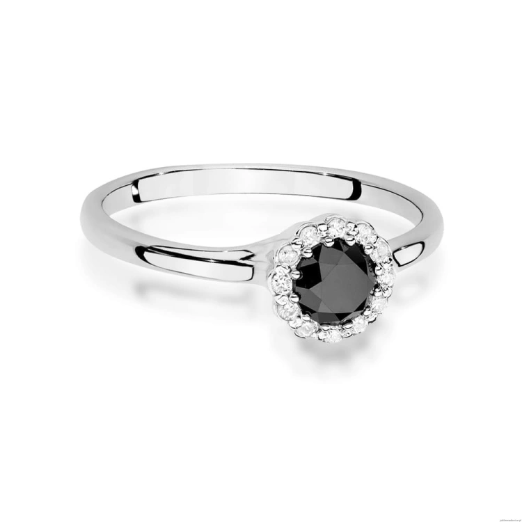 Pierścionek W0622 Czarny Diament 0,50ct białe złoto