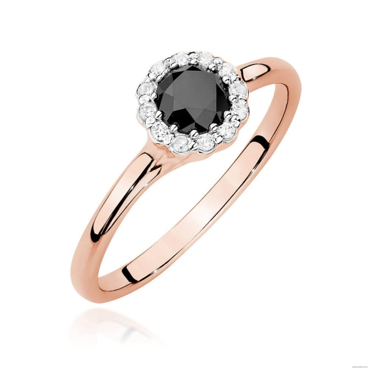 Pierścionek W0622 Czarny Diament 0,50ct różowe złoto