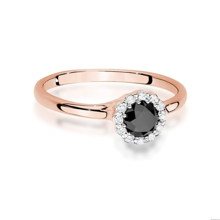 Pierścionek W0622 Czarny Diament 0,50ct różowe złoto