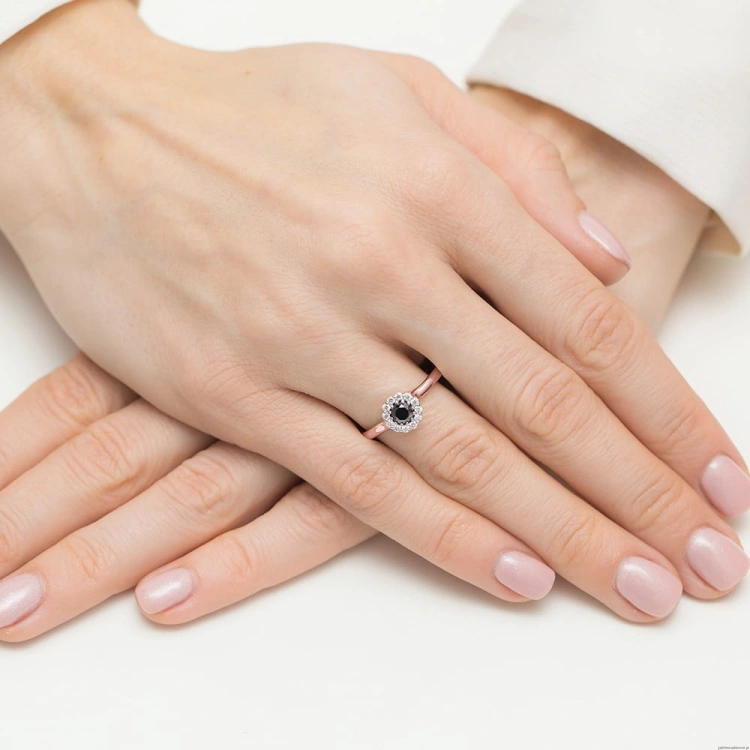Pierścionek W0622 Czarny Diament 0,50ct różowe złoto