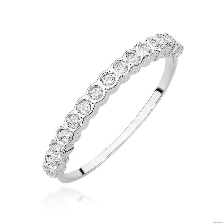 Pierścionek W0634 z diamentami białe złoto