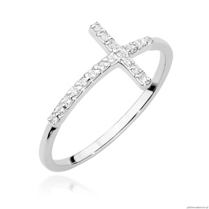 Pierścionek W0636 z diamentami białe złoto