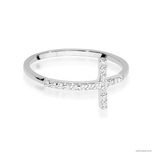 Pierścionek W0636 z diamentami białe złoto