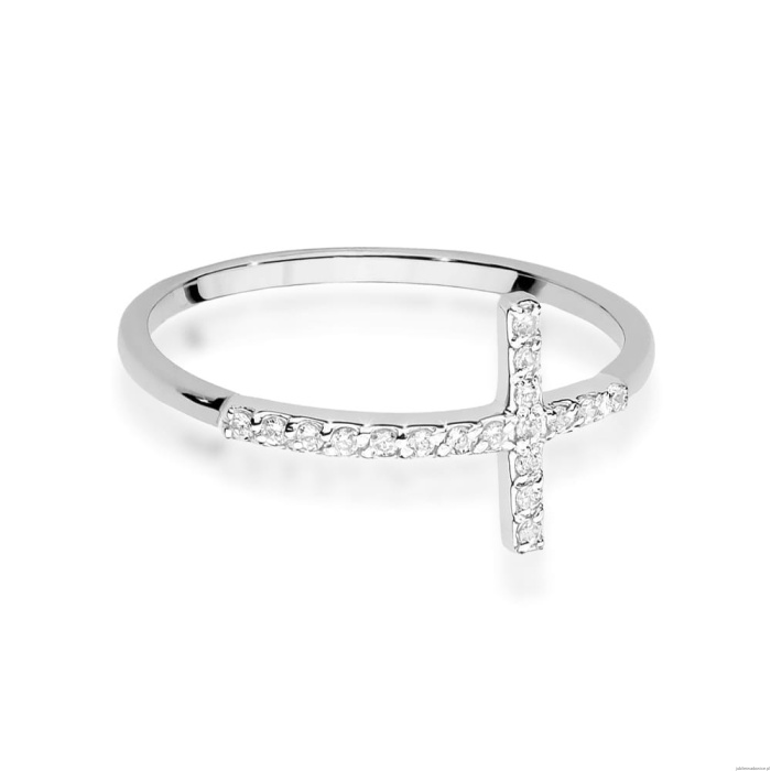 Pierścionek W0636 z diamentami białe złoto
