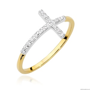 Pierścionek W0636 z diamentami żółte złoto