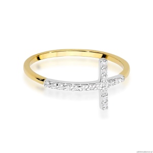 Pierścionek W0636 z diamentami żółte złoto