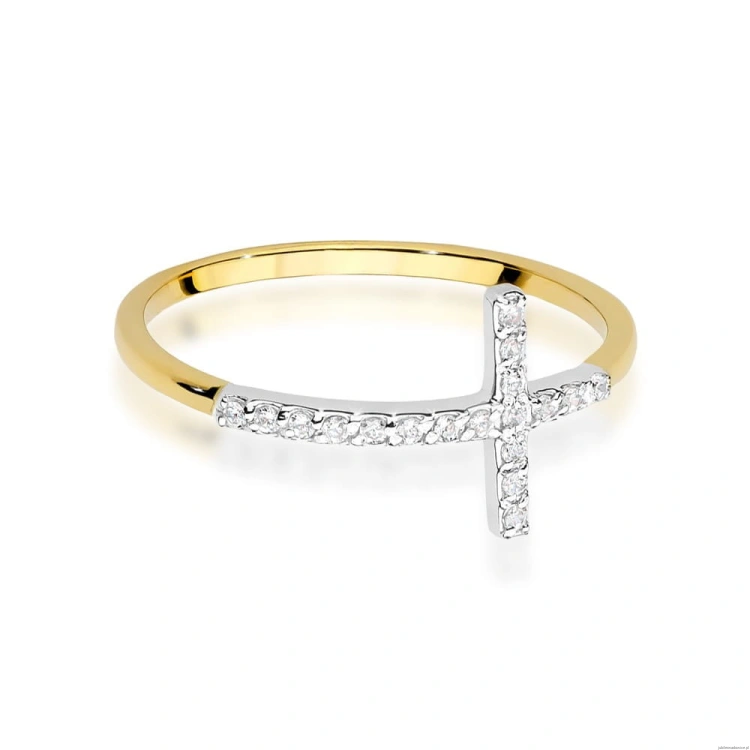 Pierścionek W0636 z diamentami żółte złoto