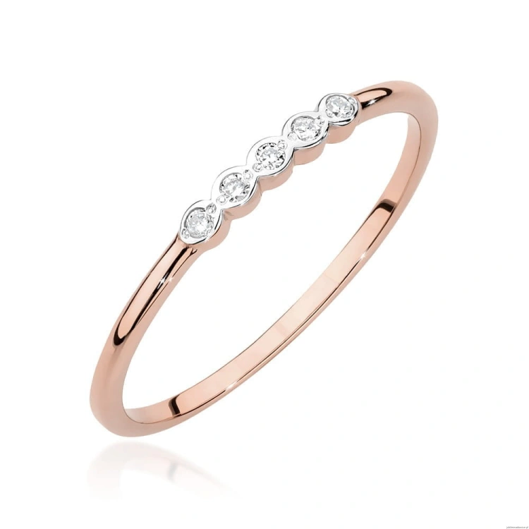 Pierścionek W0638 z diamentami różowe złoto