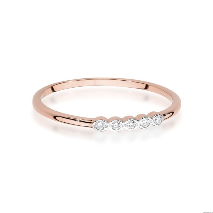 Pierścionek W0638 z diamentami różowe złoto