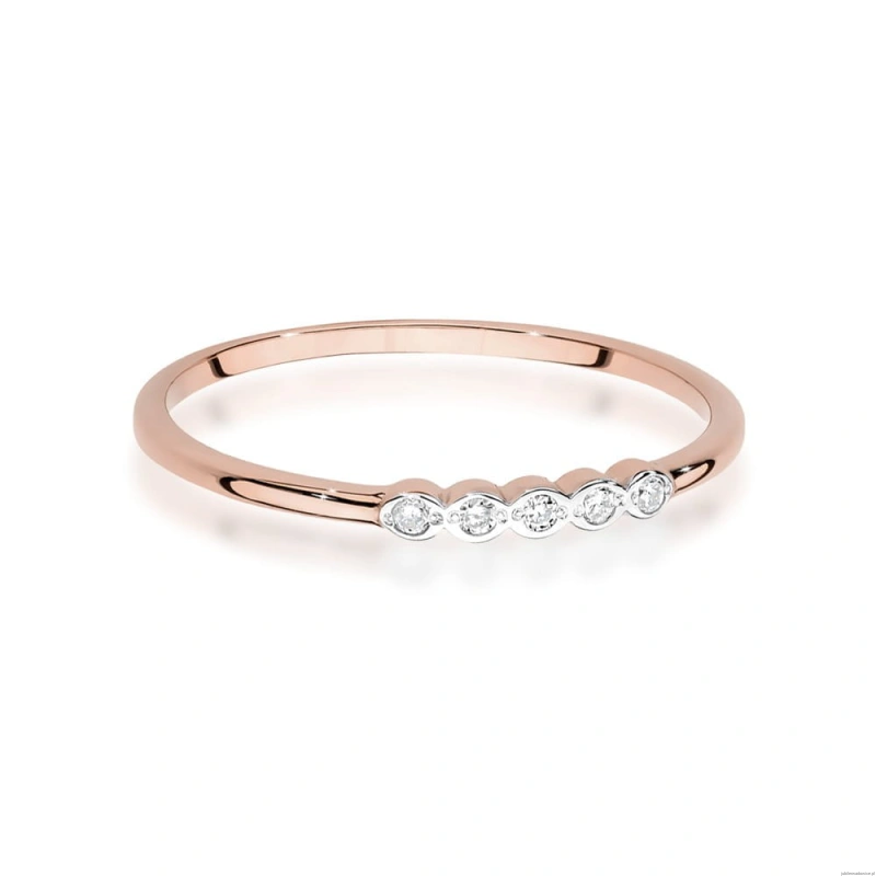 Pierścionek W0638 z diamentami różowe złoto