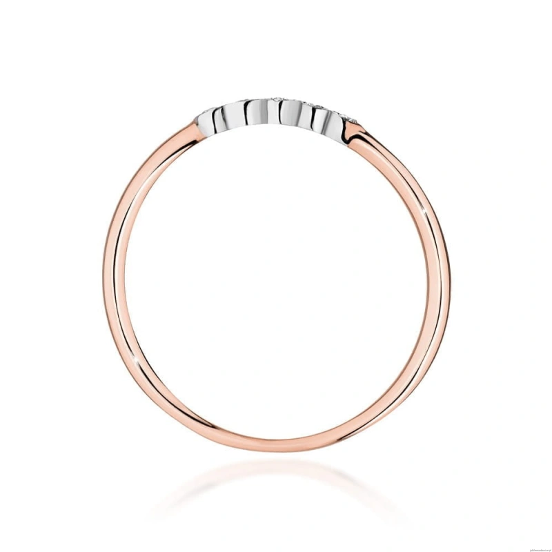 Pierścionek W0638 z diamentami różowe złoto