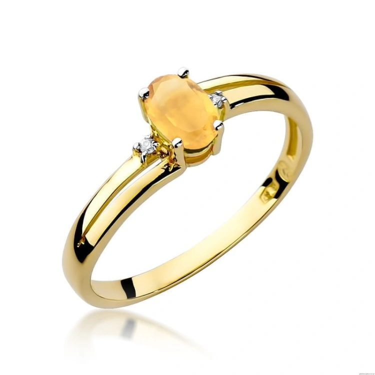 Pierścionek W068 Cytryn 0,60ct żółte złoto