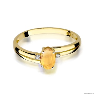 Pierścionek W068 Cytryn 0,60ct żółte złoto