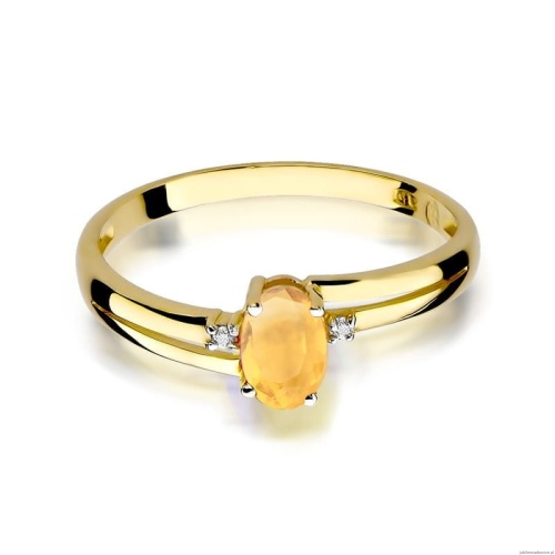 Pierścionek W068 Cytryn 0,60ct żółte złoto