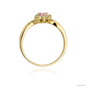 Pierścionek W072 Różowy Topaz 0,13ct żółte złoto