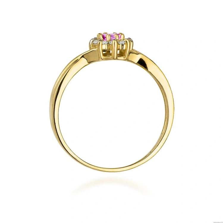 Pierścionek W072 Różowy Topaz 0,13ct żółte złoto