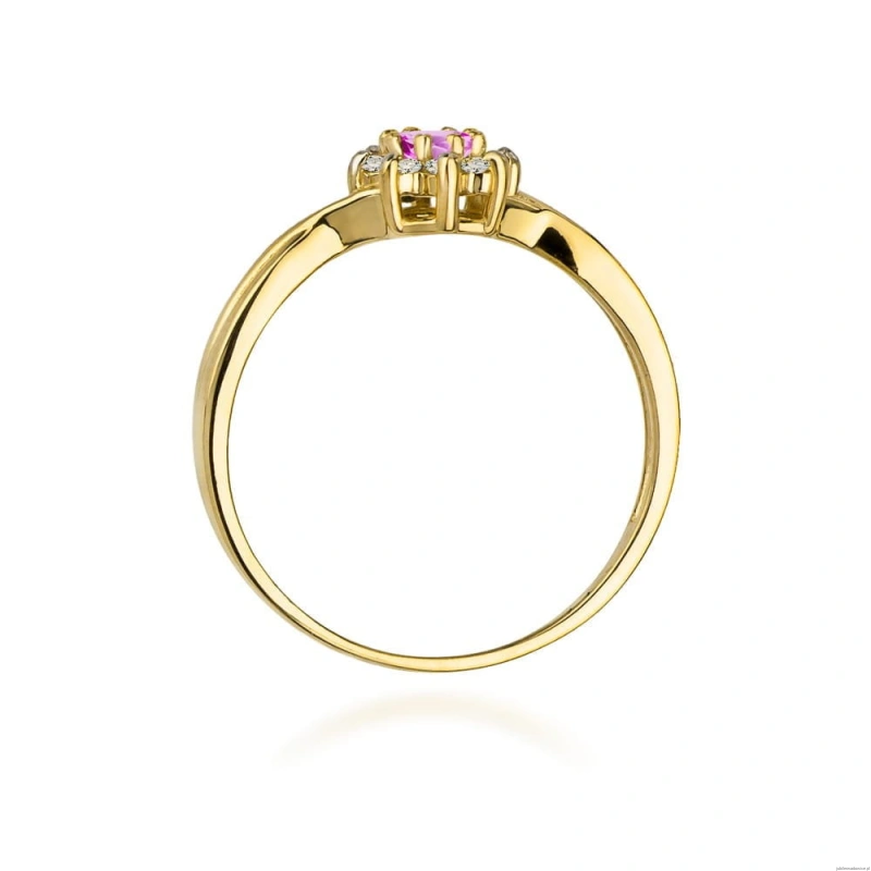 Pierścionek W072 Różowy Topaz 0,13ct żółte złoto