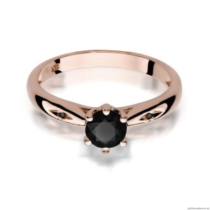Pierścionek W074 Czarny Diament 0,50ct różowe złoto