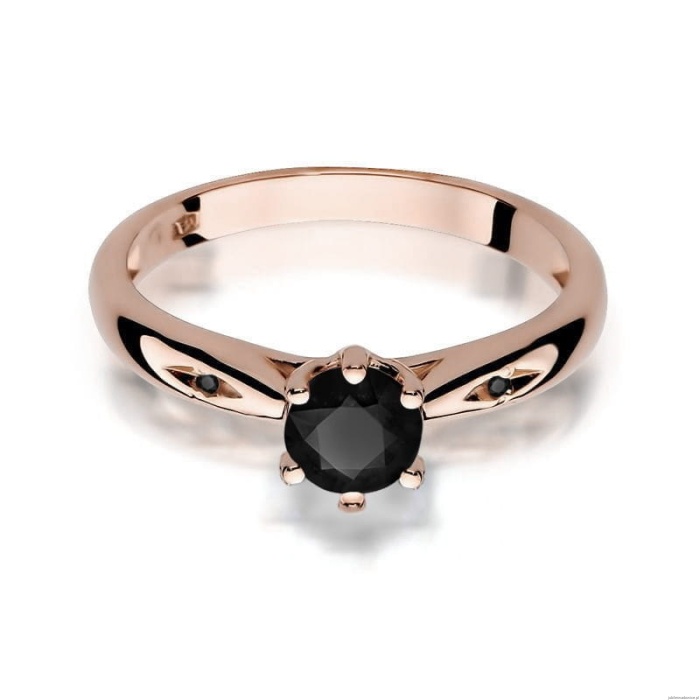 Pierścionek W074 Czarny Diament 0,50ct różowe złoto