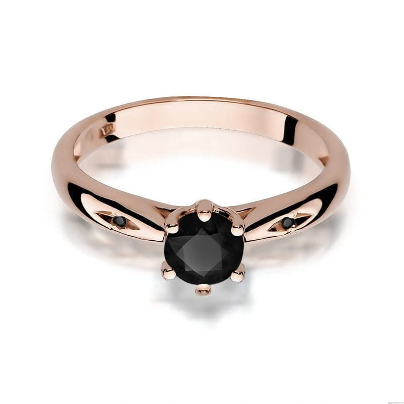Pierścionek W074 Czarny Diament 0,50ct różowe złoto