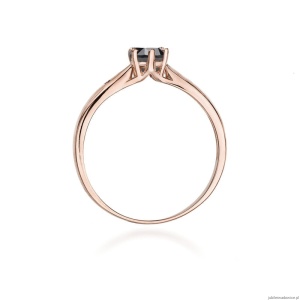 Pierścionek W074 Czarny Diament 0,50ct różowe złoto